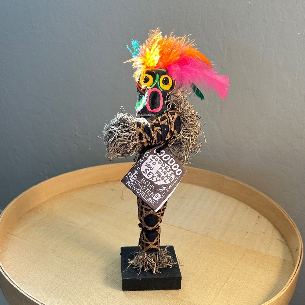 Voodoo Art Sculpture with Colorful Feathers